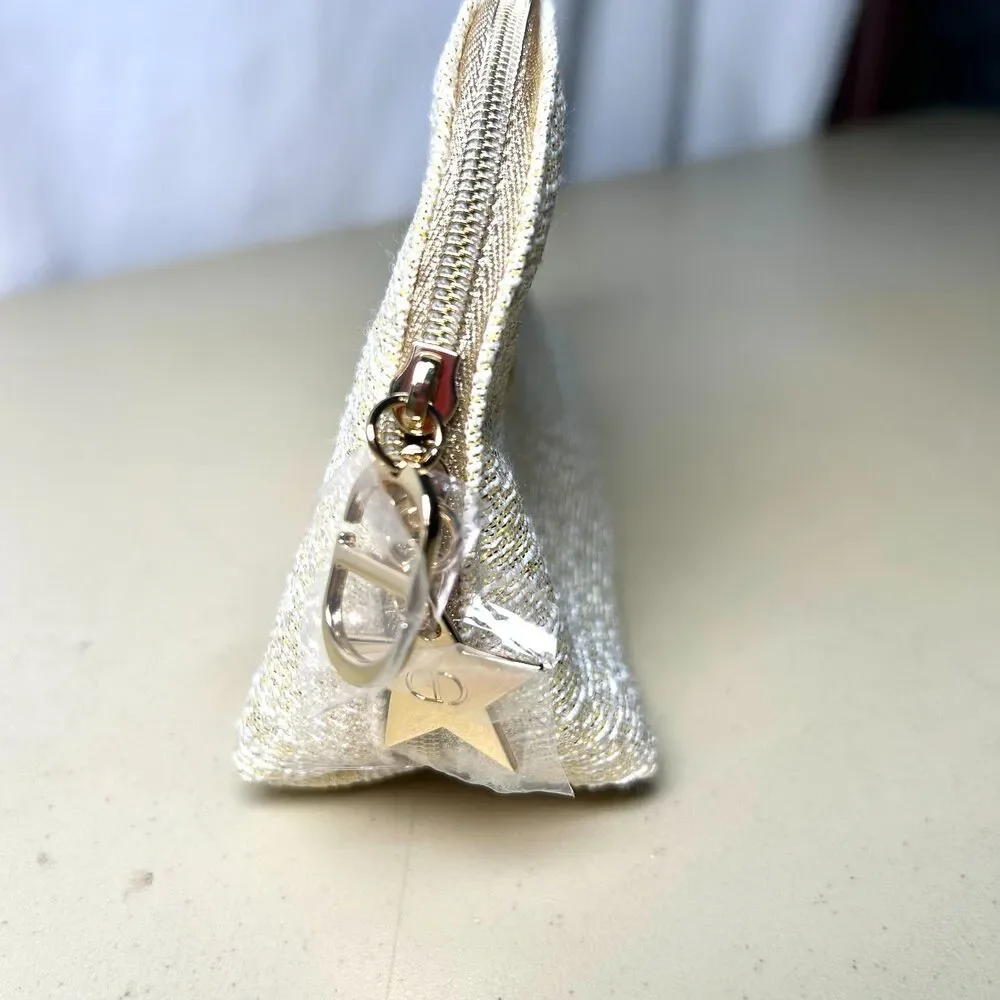 Christian Dior Holiday 2024 Limited Edition Cosmetic Pouch Gold Charm